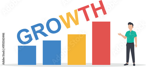 Businessman Standing Near Growth Bar Chart for Business Expansion Concept