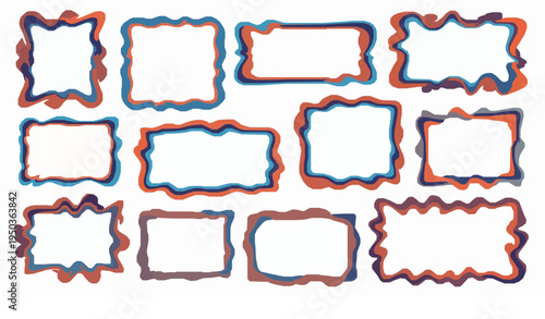 Abstract colorful wavy rectangle frames vector decorative border collection