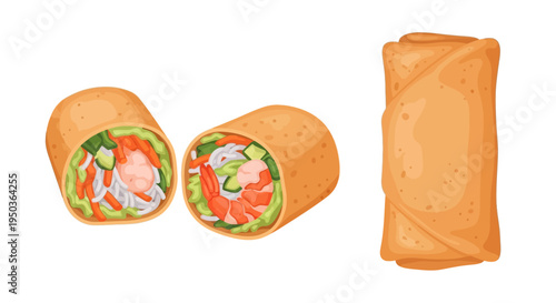 Fresh Spring Rolls with Shrimp and Vegetables, Healthy Vietnamese Food