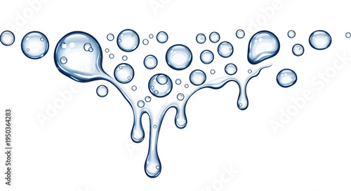 Flowing Water Droplets and Bubbles - Abstract Liquid Splash