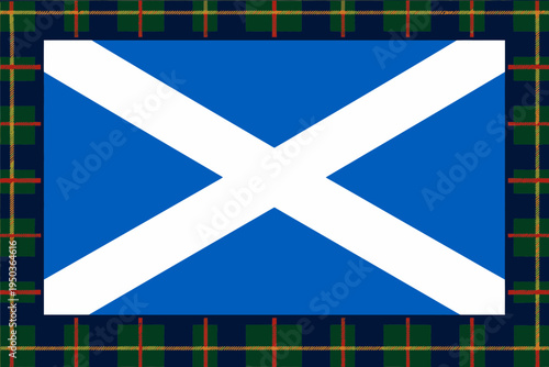 Scottish Flag with Tartan Border for National Tartan Day Celebration