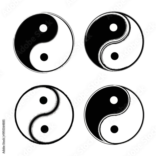 Yin Yang Symbols Set: Balance, Harmony, Duality, Taoism, Zen, Spirituality, Asian Culture