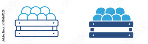 Egg tray icon set. Carton box with eggs icon, food storage and grocery packaging concept. Vector illustration.