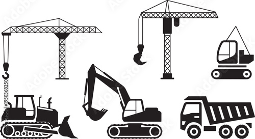 construction vehicles and equipment icons