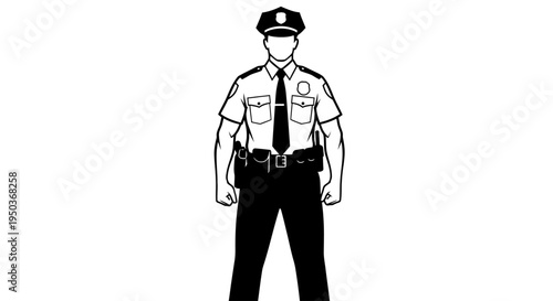 Police Officer Standing Confidently in Uniform.