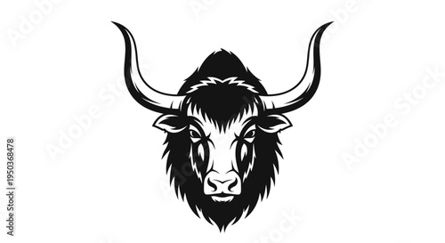 Powerful Black and White Yak Head Logo Design.