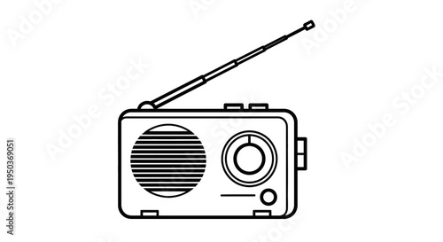 Retro Portable Radio Receiver with Antenna and Speaker for Audio Entertainment.