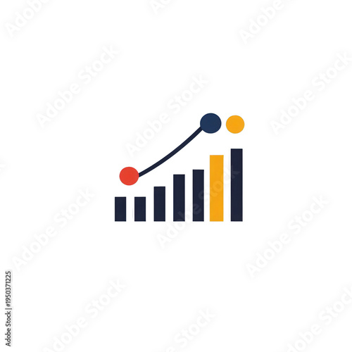 Icône de graphique à barres avec une courbe de croissance ascendante symbolisant le succès financier et l'analyse des données commerciales.