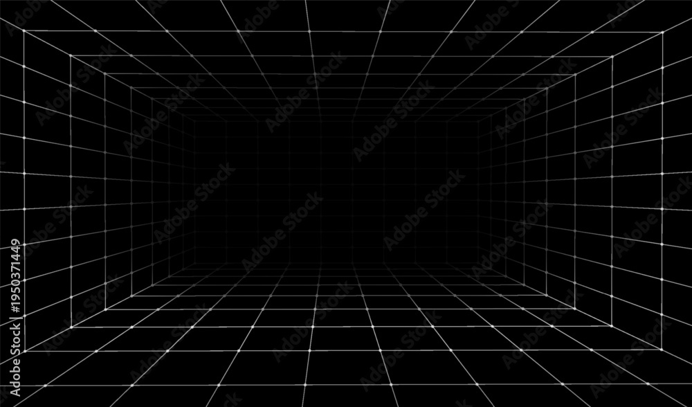 Fototapeta premium 3d grid line background digital design for games and abstract technology perspective backdrop. Futuristic geometric cyber floor and graphic space virtual reality.