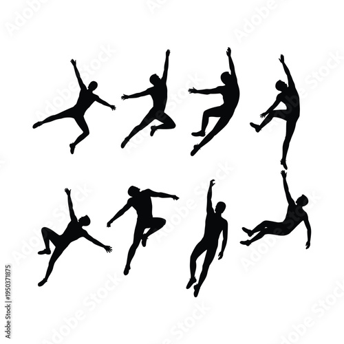 Falling figures in dynamic poses a compelling black silhouette