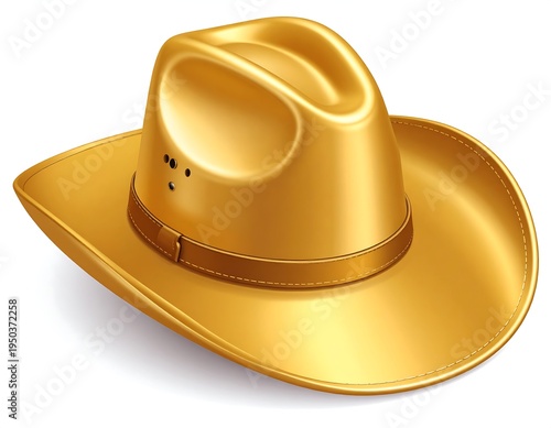 Shiny, golden cowboy hat with a leather band
