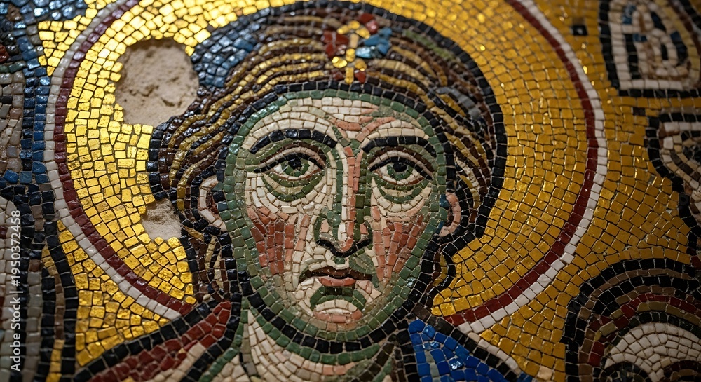Obraz premium Byzantine Mosaic Depicting a Religious Figure.