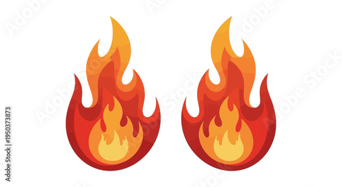 Two Fiery Flames Dancing Together, Symbolizing Passion and Energy