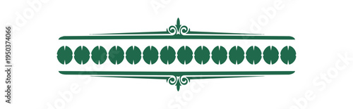 Decorative pattern element with abstract green orbs on black background