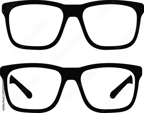 Eyeglasses frame silhouette set illustration with classic optical glasses design, vision correction accessory isolated on white background for fashion, optometry and eyewear concepts