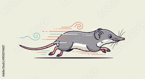 Fast Running Shrew Cartoon Character with Speed Lines