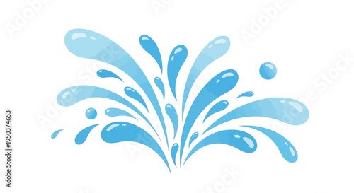 Dynamic Blue Water Splash Bursting Outwards, Refreshing Liquid Droplets and Waves