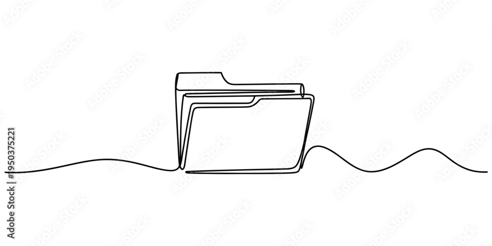 Obraz premium A single continuous line drawing of an office document folder used for organizing paper records