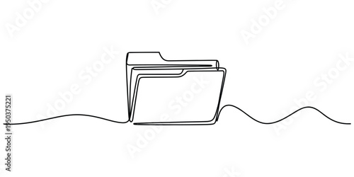 A single continuous line drawing of an office document folder used for organizing paper records