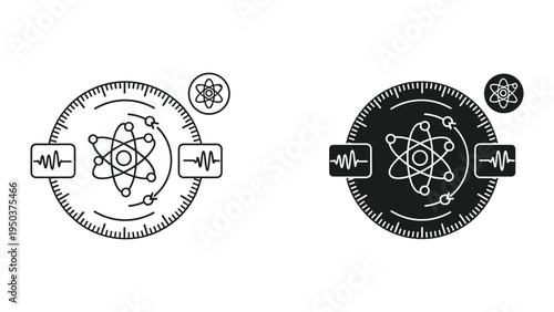 Atomic Structure and Waveform Data Science Icon Set