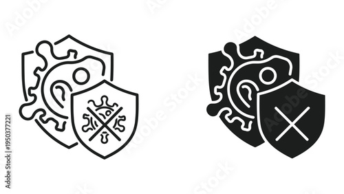 Virus protection shield icon, ear health safety symbol, medical defense concept, illustration