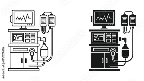 Medical Ventilator and Infusion Pump Icon Set