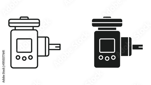 Breathalyzer Device Icon Line Art and Silhouette Comparison, DUI Checkpoint Equipment