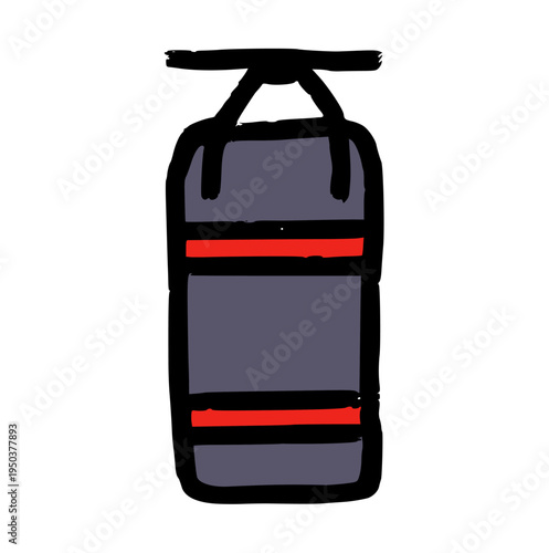 Punching bag, hand drawn crayon doodle with rough texture for boxing, fitness, martial arts training, and gym icon