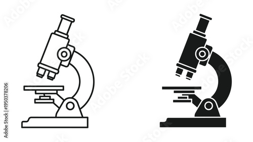 Microscope Icon Set - Scientific Research and Education Symbols
