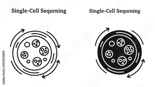Single-Cell Sequencing Technology Concept Icon Comparison, DNA Research