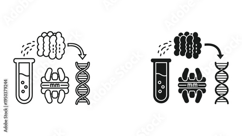 Biotechnology Icons: DNA Sequencing, Cell Culture, and Medical Research Symbols