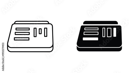 Digital Scale Icon Set: Line Art and Solid Black Icon for Weight Measurement & Data