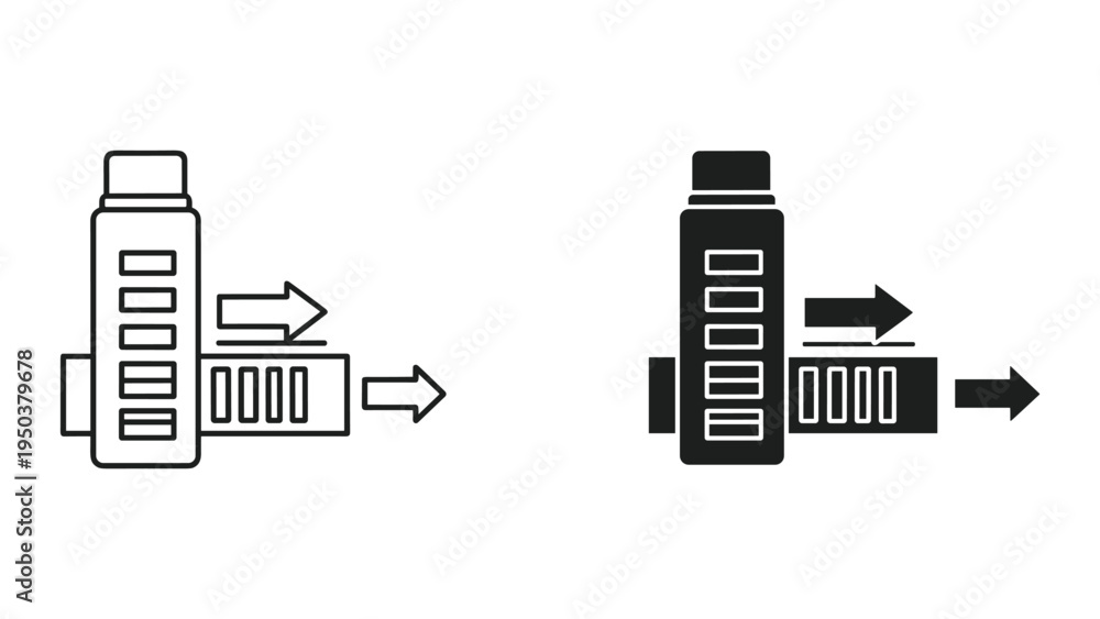 Fototapeta premium Vector Icons: Input and Output Process, Data Flow, Information Transfer, and Technology Concepts