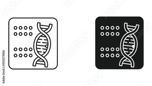 DNA Helix and Dot Array Icon for Genetics, Biotechnology, and Research