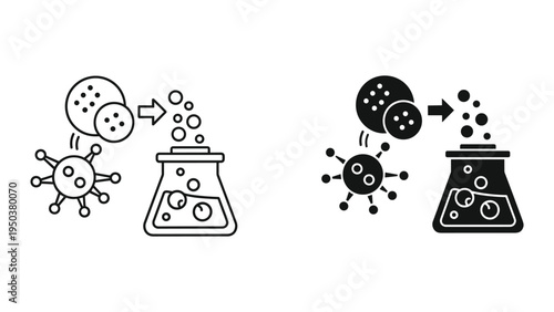 Microbiology Research: Bacteria or Virus Sample Introduced into Laboratory Flask with Bubbles