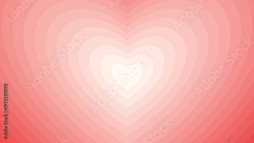 Retro Background with heart. Monochrome horizontal background of heart shaped tunnel. Vector illustration.