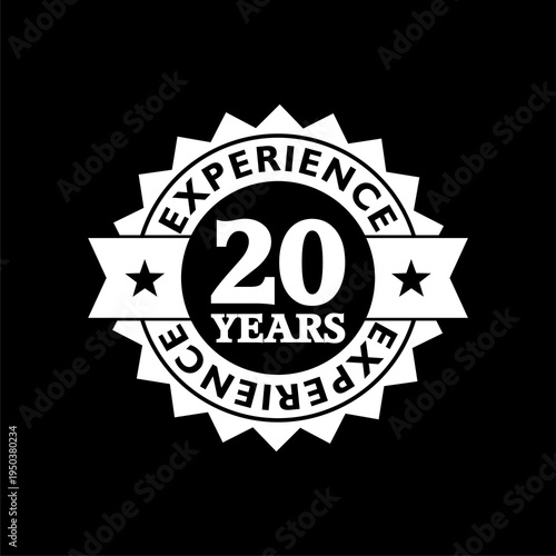 20 years experience icon isolated on black background