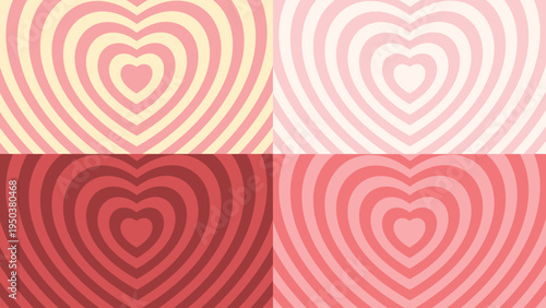 Retro Background with heart. Monochrome horizontal background of heart shaped tunnel. Vector illustration.