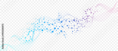 Modern abstract molecules structure for science or medical background. DNA helix or atom visualization. Molecular wave flow abstract background. Vector illustration