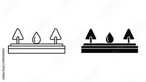 Trowel and Water Droplet Icons: Construction, Repair, and Material Application Concepts