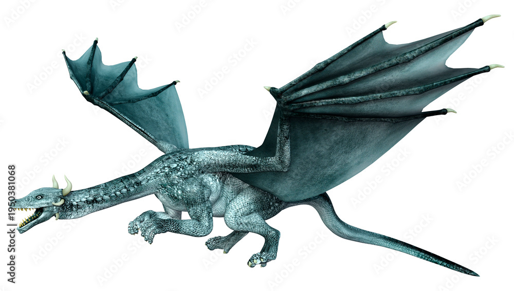 Fototapeta premium 3D Rendering Fairy Tale Dragon on White