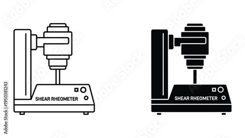 Shear Rheometer Lab Equipment Icon - Black and White Vector Illustration