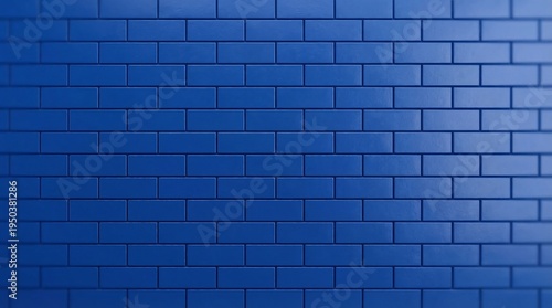 A vibrant blue brick wall with a gradient effect and subtle shadows