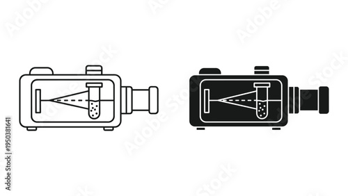 Colorimeter and Spectrophotometer Icons with Test Tube in Line and Solid Styles