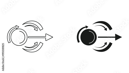 Circular Arrows Pointing Forward, Abstract Icon of Progress, Growth, Momentum, and Movement