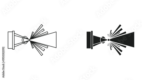 Spray Pattern Icons: Line Art and Solid Fill, Showing Cone Dispersion and Droplet Spread