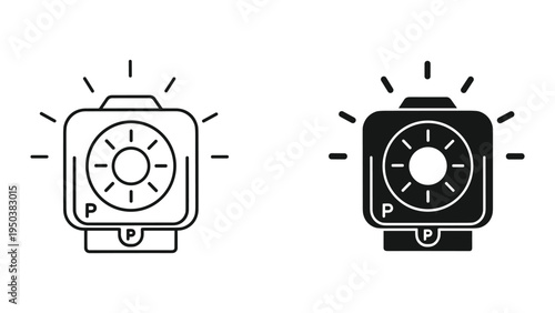 Two camera flash icons, one outline and one solid silhouette, with radiating light.