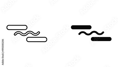 Two Styles of Diving Board Icon with Wavy Water Line - Line Art and Silhouette