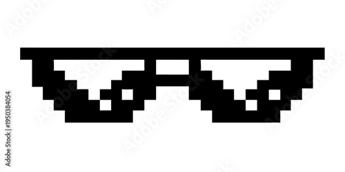 Trendy pixelated sunglasses in black and white with thug life style .vector icon