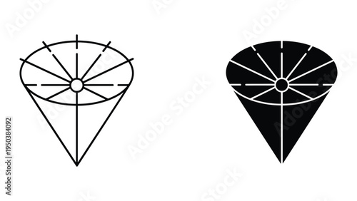 Parachute Icon Set: Outline and Solid Fill, Vector Illustration of Safety Equipment